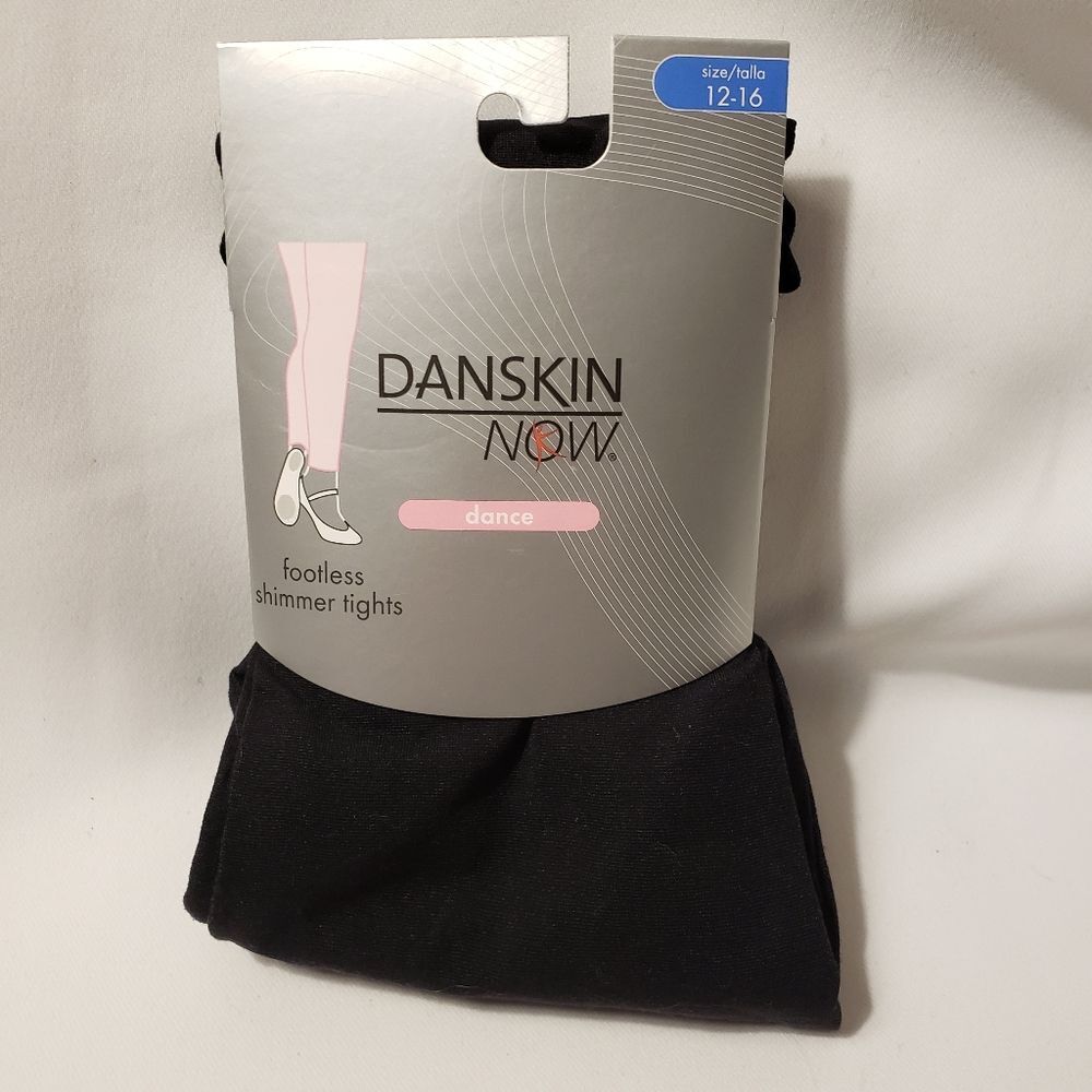 Danskin Now Black Tights, Footless, Shimmer, Size 12-16, NWT
